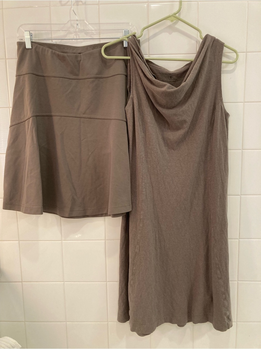 Royal Robbins Taupe A-Line Skirt and Draped Cowl Dress